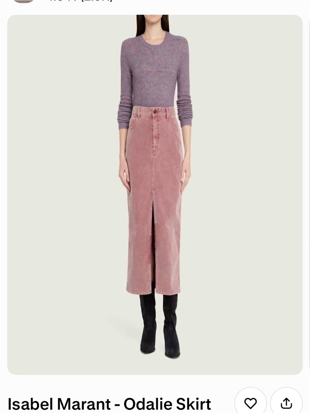 Isabel Marant Rose sepia Corduroy Maxi Skirt with Front Slit